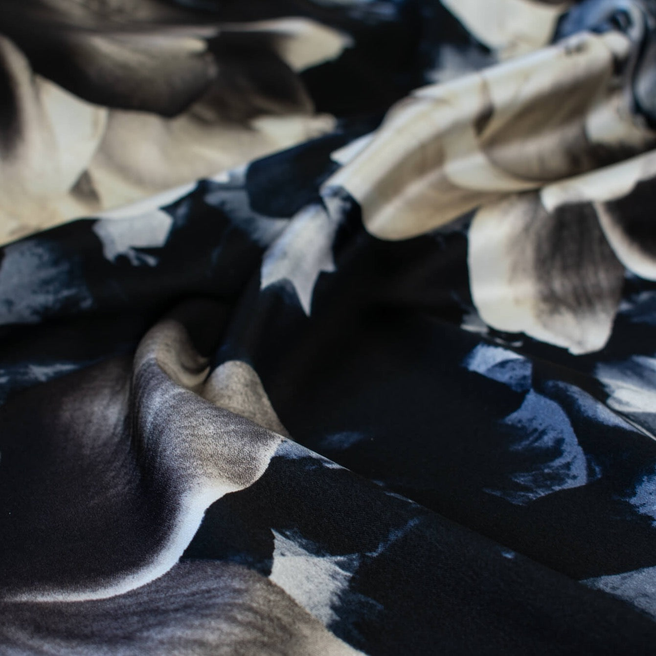 floral satin dress fabric Designer Stretch Satin Large Floral Print