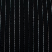Gorgeous Couture Designer 4-Ply Silk Black with a white vertical double pinstripe, this premium medium weight silk has a soft sheen and gentle drape. A fine smooth hand feels buttery on the skin, perfect for a wide leg pant, vest, jacket or dress! Image of fabric pattern.