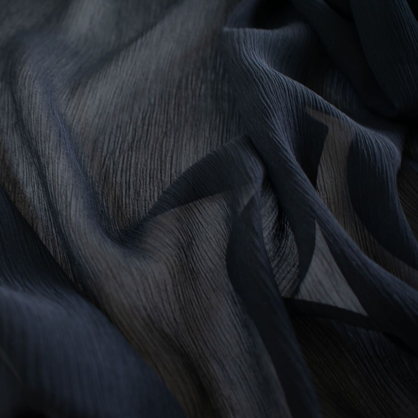 Designer Dark Navy 100 Silk Crinkle Chiffon 52 wide Elegance