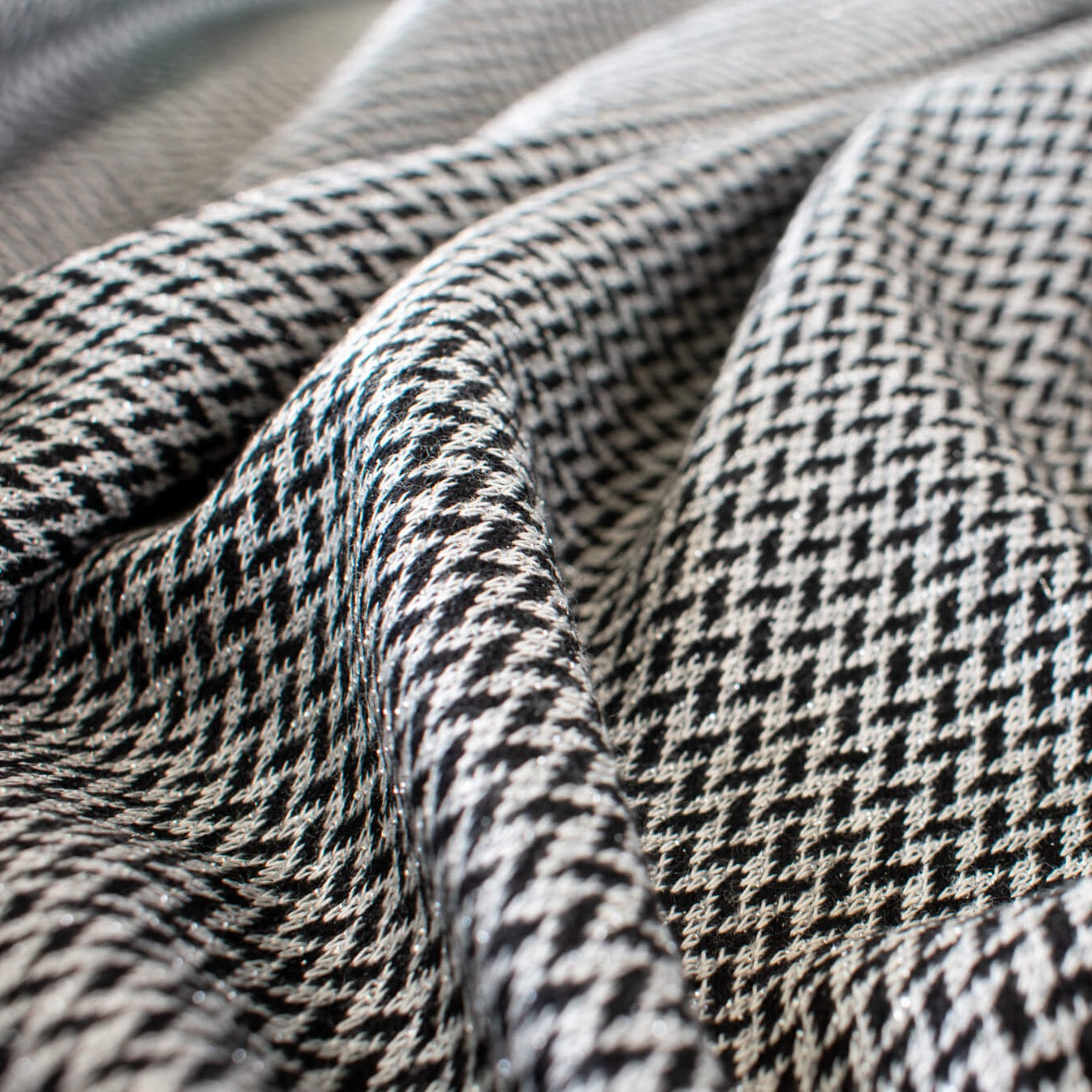 Italian Herringbone Sweater Knit with Metallic Threads -Wide