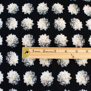 Black/White Floral Italian Viscose/Lycra 4-Ply Crepe  -'Fiore Bianco' image of print scale with ruler