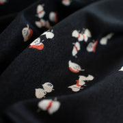 Silky soft cotton modal blend from the Italian mills.  Tiny leaves of red and light taupe fall against deep black in this luxurious jersey knit.  This fabric just feels good...the modal adds such an incredibly soft touch that this will be sure to become a favorite.   Create a striking top or take advantage of the beautiful drape of this fabric and whip up a Maxi dress!