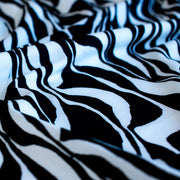 Close up Black and Ivory Italian ITY jersey knit fabric by the yard 