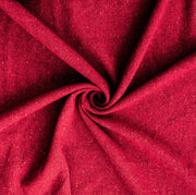 Italian Couture Red Melange YS1 Designer Boucle Virgin Wool fabric by the yard. Discreet luxury at its finest, this beautiful woolen boucle from an exclusive design house is the epitome of French elegance. Image of fabric fullness.