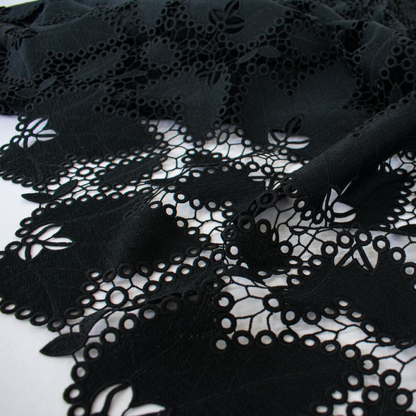 Couture Guipure Black Lace - 'Maple Leaf'