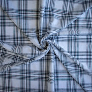 Designer blue and white cotton gauze plaid fabric 