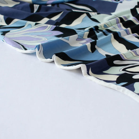 Designer Blue Modern Floral ITY Knit - ' All Mine'