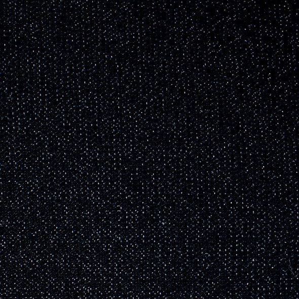 Feel glamorous with our Designer Shimmer Black Sweater Knit fabric by the yard - 'Fancy This'. This high-end designer deadstock knit in classic black with the perfect touch of sparkle. Soft and comfortable, this sweater is sure to become one of your favorite fashion staples. Close up image of fabric