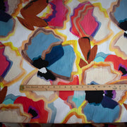 Image of High End Designer Modern Abstract Italian Cotton Silk Lawn fabric with ruler to demonstrate pattern scale.