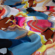 Close up image of High End Designer Modern Abstract Italian Cotton Silk Lawn fabric by the yard