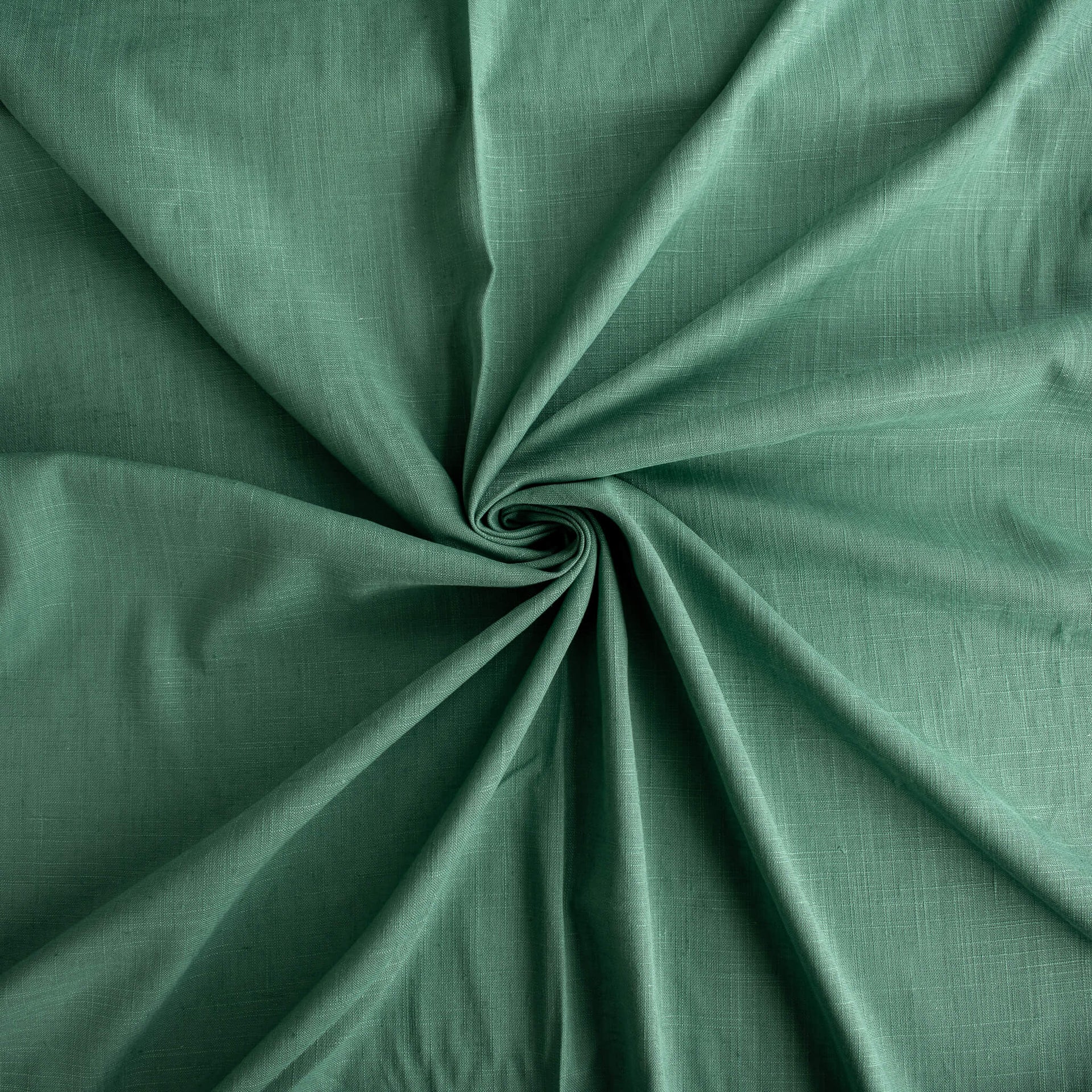 Image of Fine Italian light turquoise linen-viscose blend fabric fullness.