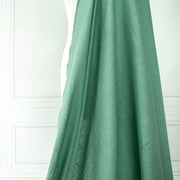 Image of Fine Italian light turquoise linen-viscose blend fabric drape.