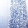 Image of fabric drape. Couture, Italian, blue and white floral crepe deadstock fabric by the yard. Sourced from a Los Angeles designer of ready-to-wear and bridal pieces and a favorite among some of Hollywoods A-List stars! 