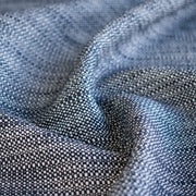 Close-up of blue and white cotton slub fabric.