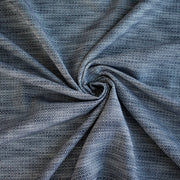 Close-up of blue and white cotton slub fabric swirled to demonstrate body.