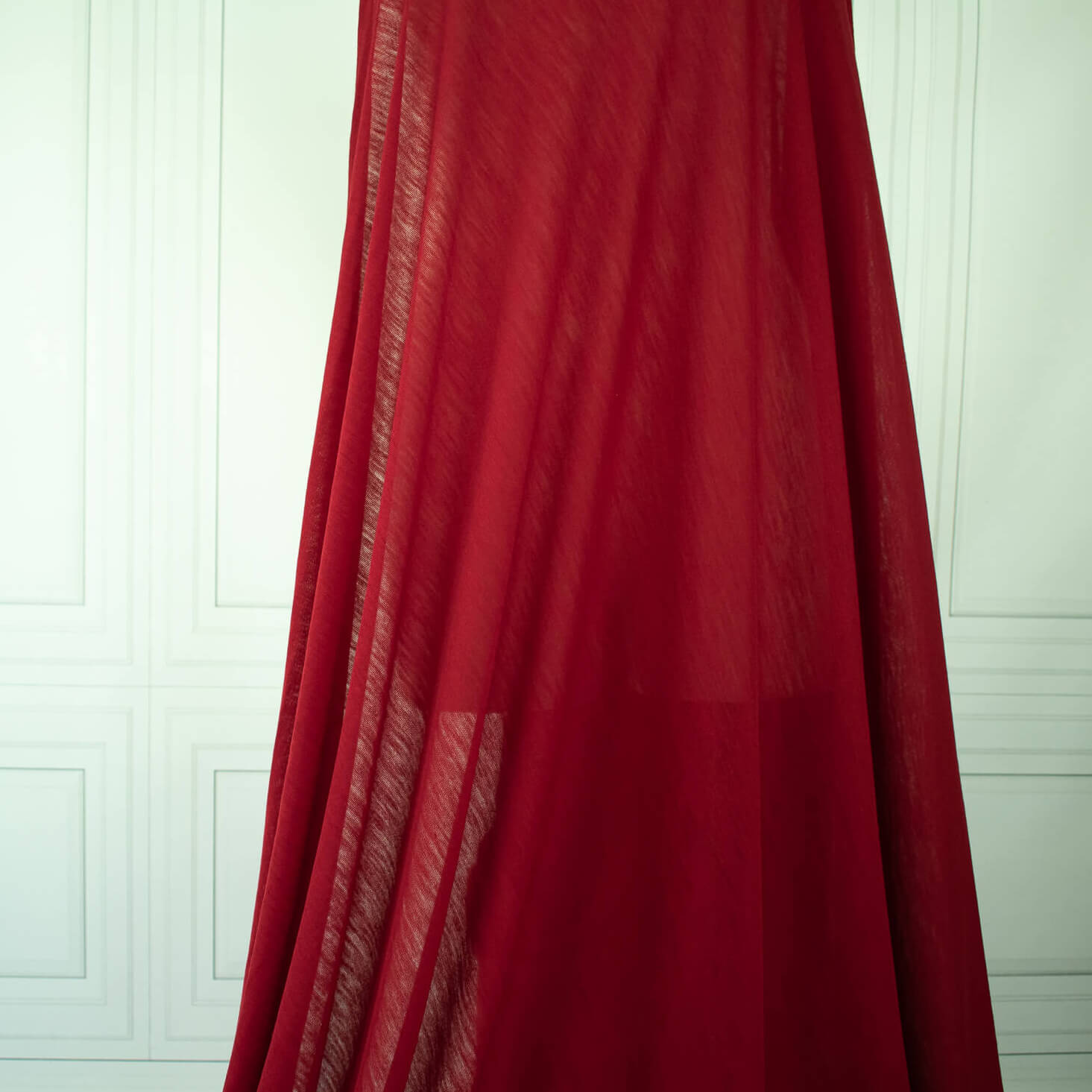 Draped  Italian Red Wool Jersey fabric 