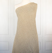 Couture Designer Golden Champagne Italian Wool Woven fabric draped on dressform.