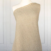 Couture Designer Golden Champagne Italian Wool Woven fabric draped on dressform.