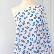 Image of Italian Blue and white paisley print cotton woven fabric