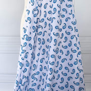 Image of Italian Blue and white paisley print cotton woven fabric drape.