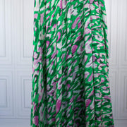 Image of draped Italian Viscose Woven Abstract Print fabric. 