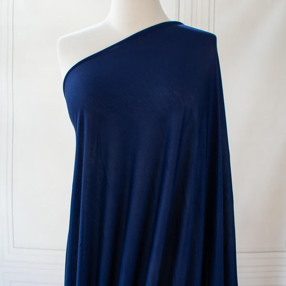 Navy Blue Silk/Rayon Jersey - 'Mazarine'