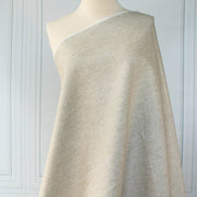  Image of tan/white 100% linen mid-weight woven fabric on dressform 