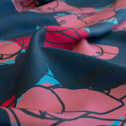 Close up image of  Italian silk twill fabric by the yard in a modern painterly print 
