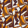 Famous Designer D\/F Italian Slinky Knit Geometric Modern Print - 'Vibe' Glamorous Italian slinky knit from the designer best known for her iconic wrap dress. (D\/F) Create your own gorgeous wrap dress or make a statement maxi and feel that 70's vibe. Geometric print in browns, white, orange and a light blue stripe that's a real attention grabber. 