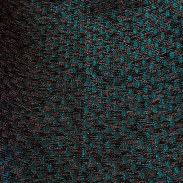 High End Designer Label Brocade Boucle in a stunning Cyan Blue, Black and Charcoal  A textured fabric with a soft hand. The metallic threads create a stunning statement piece!  image of brocade pattern