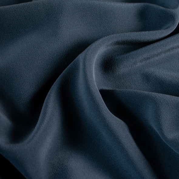 Elegant navy crepe designer deadstock fabric. Los Angeles designer .