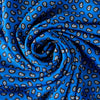 Designer Blue paisley Italian satin challis with a fluid drape and satiny softness from the Parisian luxury designer M@je.  Image of fabric swirled.