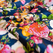 Share in the fun with this gorgeous tribute collection from the Italian mills. Exclusive Emanue1 Ung@ro floral prints are available in limited quantities.  The saturated blue in this fabric is just stunning!  Create a stunning dress of top with this gorgeous fabric.