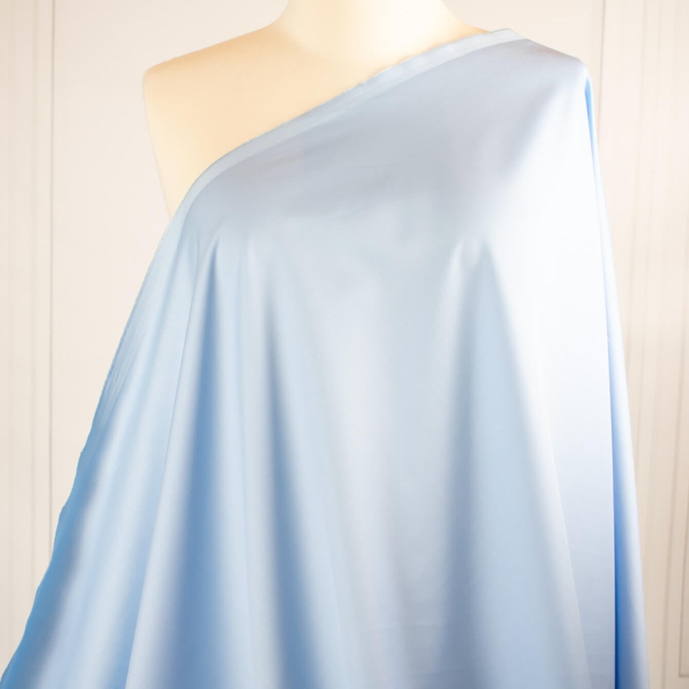 Designer Light Blue Cotton Sateen Fabric by the Yard